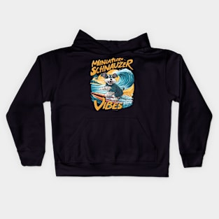 Wave-Riding Miniature Schnauzer Surfing Adventure Kids Hoodie